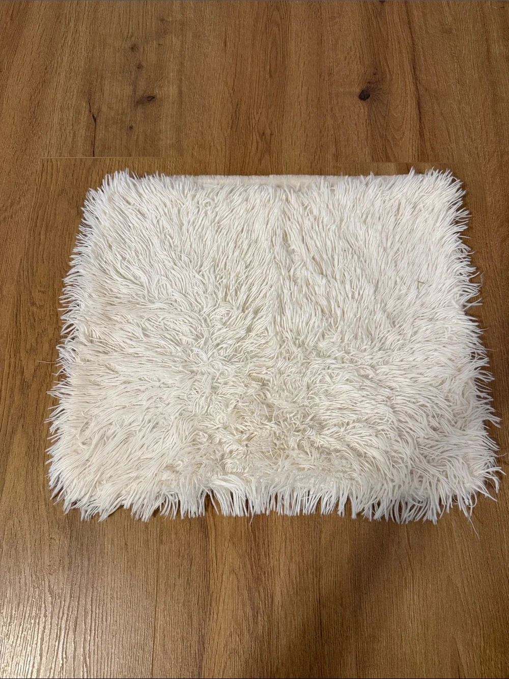 SHEIN Cream Shag Accent Pillow Cover